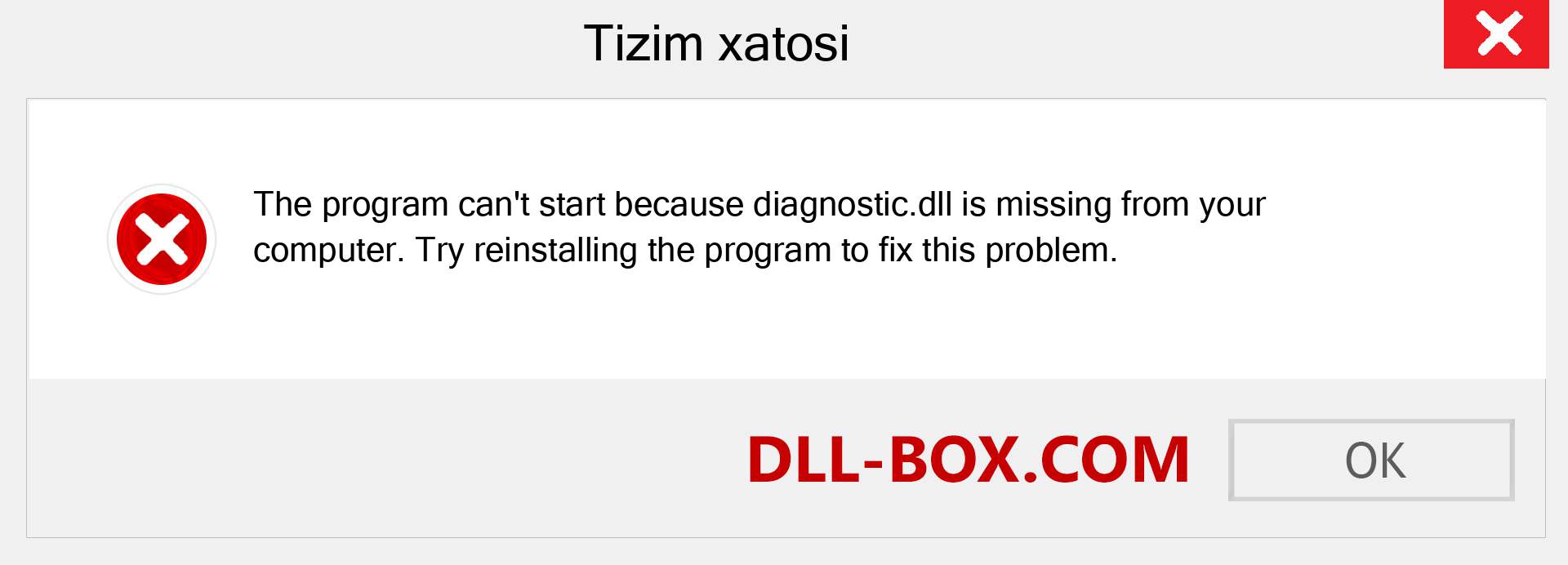 diagnostic.dll fayli yo'qolganmi?. Windows 7, 8, 10 uchun yuklab olish - Windowsda diagnostic dll etishmayotgan xatoni tuzating, rasmlar, rasmlar